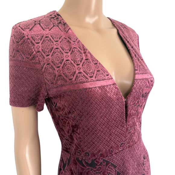 Y2K Burnout Velvet Mini Dress S Fairy Grunge Feminine Party Romantic Glam Mauve - Picture 3 of 7